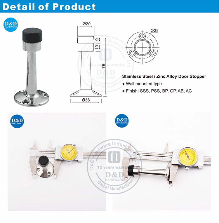 Satin Nickel Door Stop Chặn cửa Satin Niken
