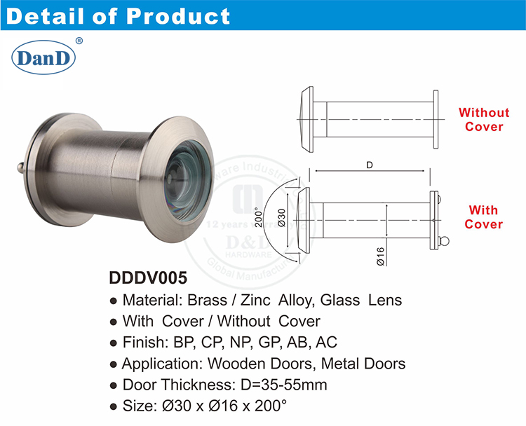 Front Door Security Spy Hole-D and D Hardware Phần cứng Spy Hole-D và D bảo mật cửa trước