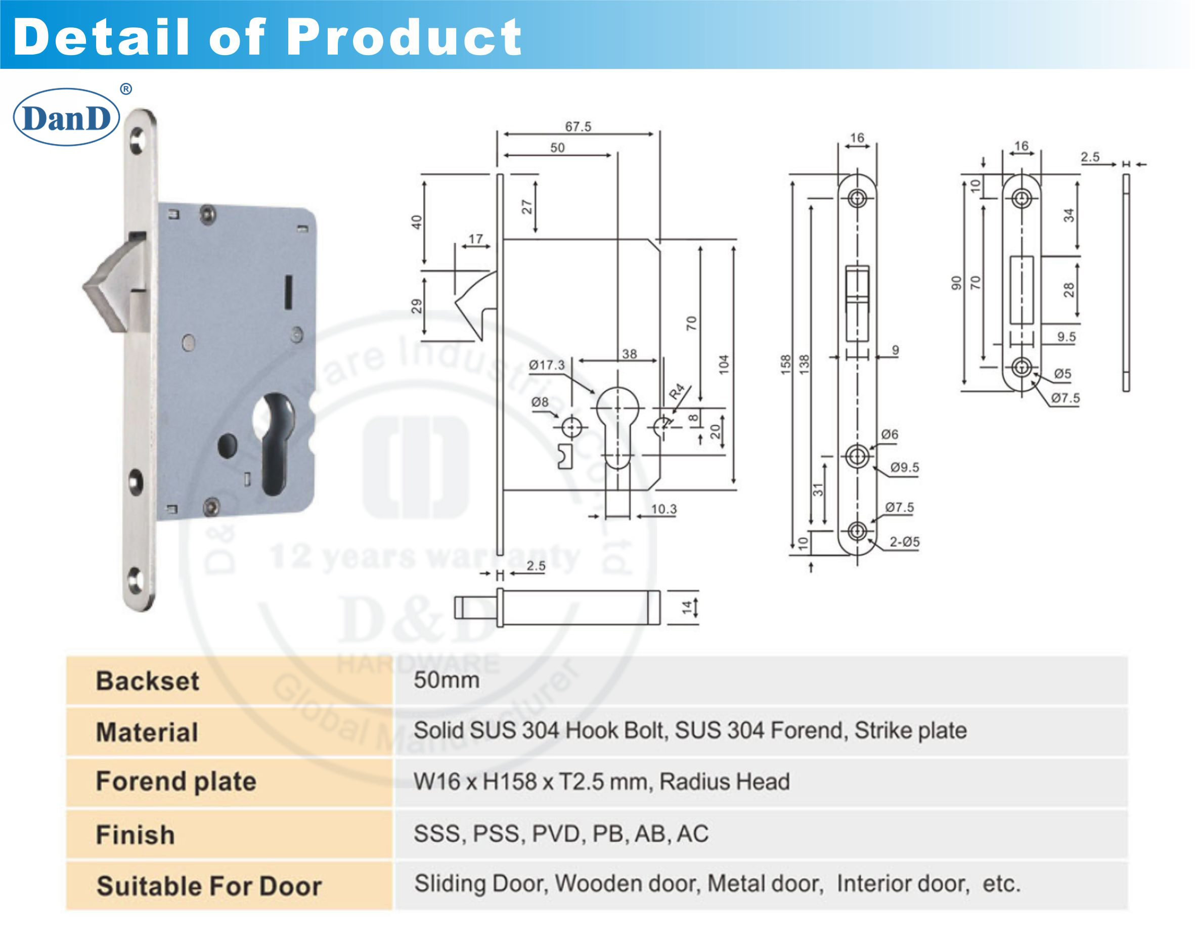 Sliding Door Lock Body-D and D Hardware Khóa Cửa Trượt Body-D và Phần Cứng D