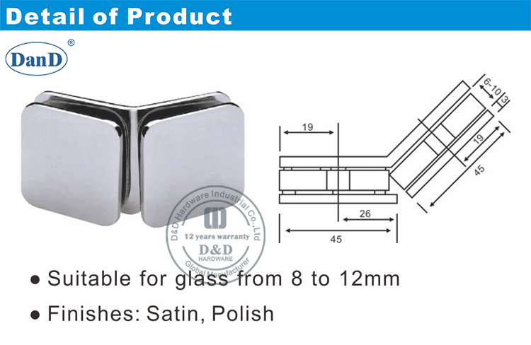 Bathroom Glass Holding Clip-D and D Hardware Phần cứng giữ kính phòng tắm Clip-D và D