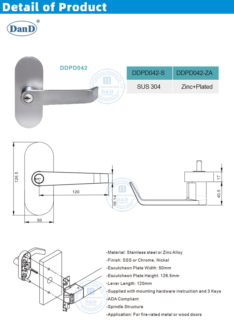Escutcheon Lever Trim Viền đòn bẩy Escutcheon