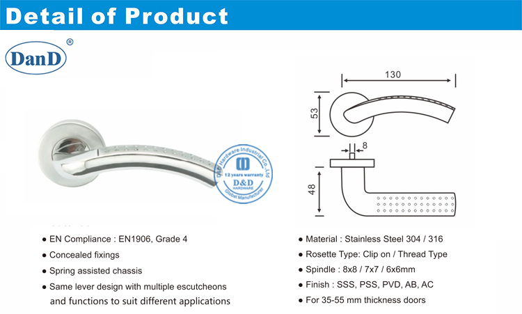 Security Door Handle-D and D Hardware Phần cứng tay nắm cửa an ninh-D và D