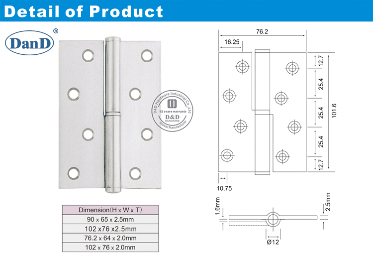 SS lift-off Hinge -D and D Hardware Bản lề nâng SS -D và D Phần cứng