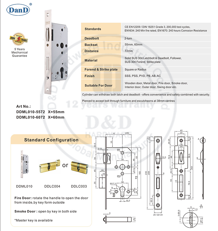 Roller Bolt Dead Lock-D and D Hardware Phần cứng Roller Bolt Dead Lock-D và D