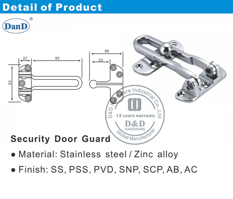 Door Guard for Hotel Door-D and D Hardware Bảo vệ cửa cho phần cứng Door-D và D của khách sạn