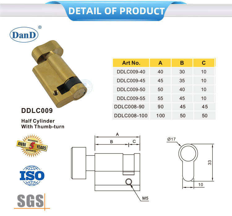Half Cylinder with Thumbturn Nửa xi lanh với ngón tay cái
