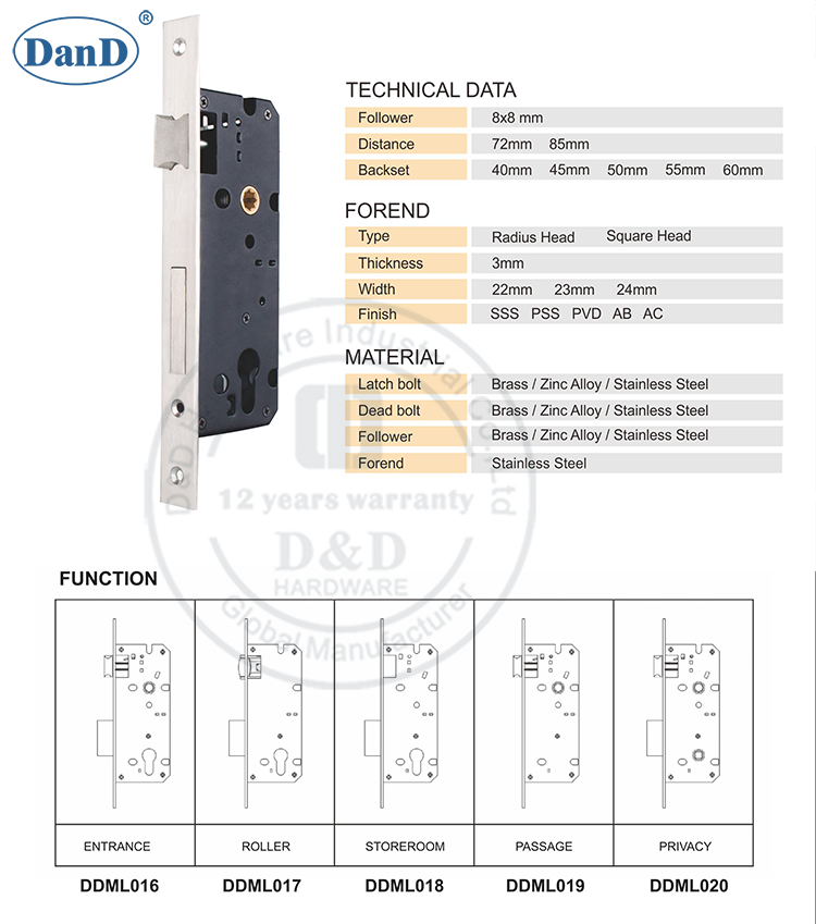 Mortise Lock-D&D Hardware Phần cứng Mortise Lock-D&D
