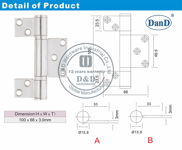 Stainless Steel Hinge-D and D Hardware Bản lề thép không gỉ-D và phần cứng D