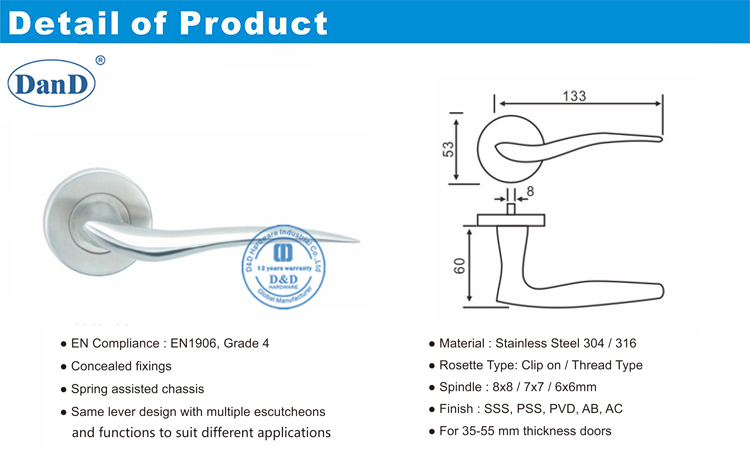 Bathroom Lever-D and D Hardware Phần cứng đòn bẩy phòng tắm-D và D