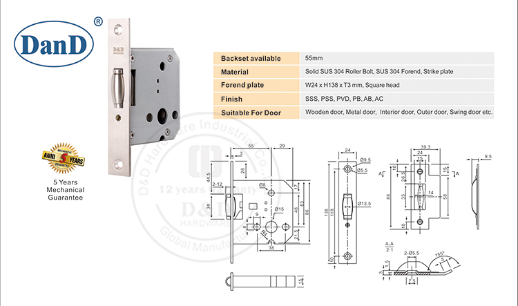Lock Body -D and D Hardwarde KhóaThân hình-D và D Hardwarde