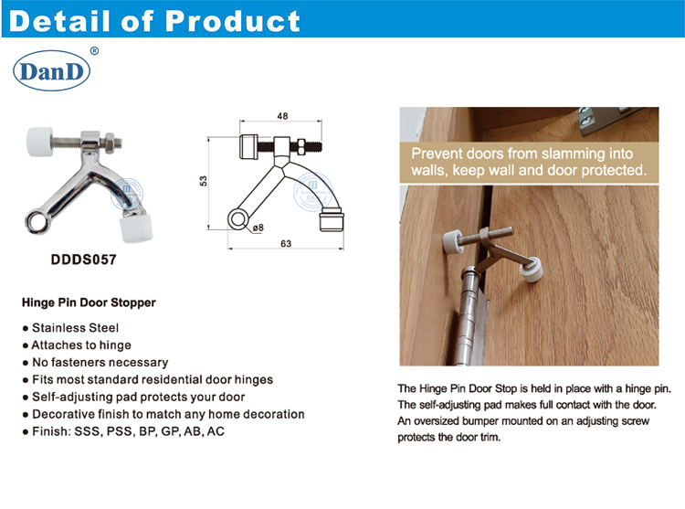 door hinge pin stopper chốt chặn bản lề cửa