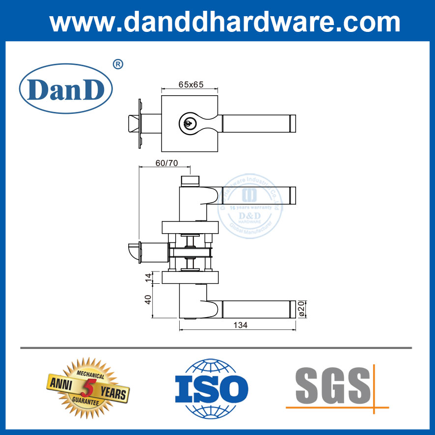 Thiết kế thời trang Khóa tay nắm cửa nội thất Khóa cửa thương mại cho cửa-DDLK015