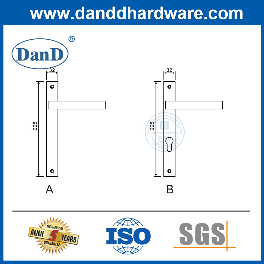 Tay nắm cửa nhôm inox có tấm cho khung hẹp-DDNP002
