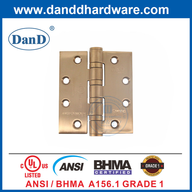 Bản lề SS Satin Rose Golden BHMA Bản lề cửa chống cháy cấp 1-DDSS001-ANSI-1-4.5x4x4.6