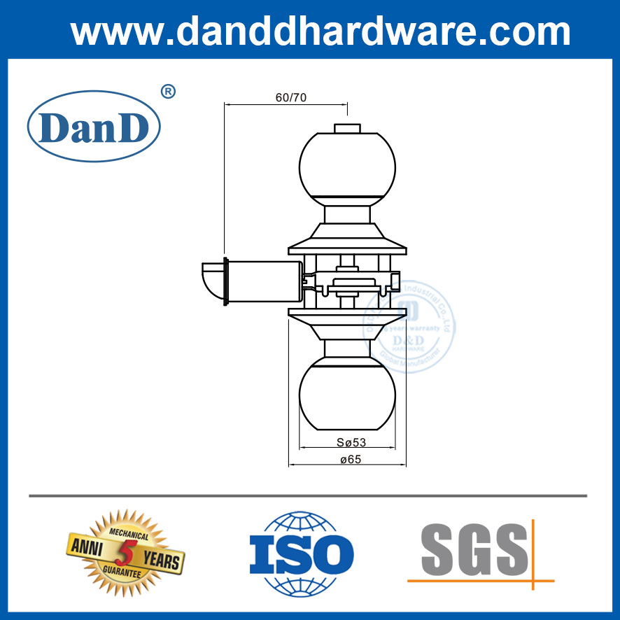 Ổ khóa cửa dân dụng Ổ khóa cửa ra vào bằng thép không gỉ Khóa núm Lock-DDLK002