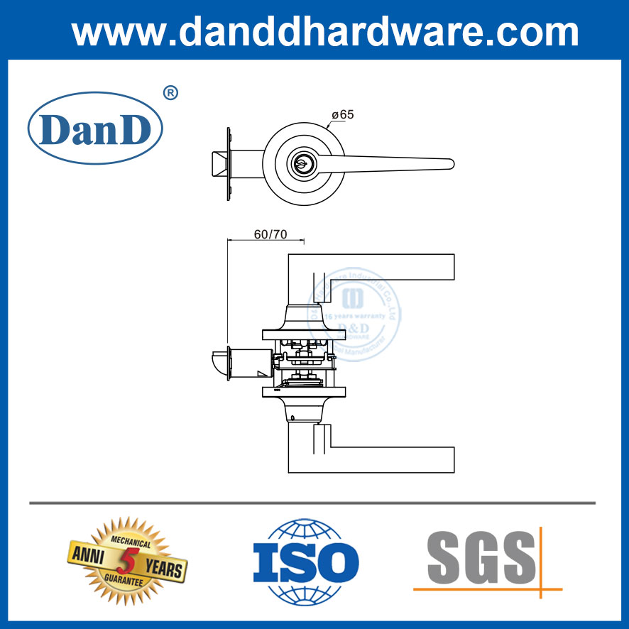 Nhà máy sản xuất khóa phần cứng cửa Bộ khóa đòn bẩy hình ống cho cửa ra vào-DDLK006