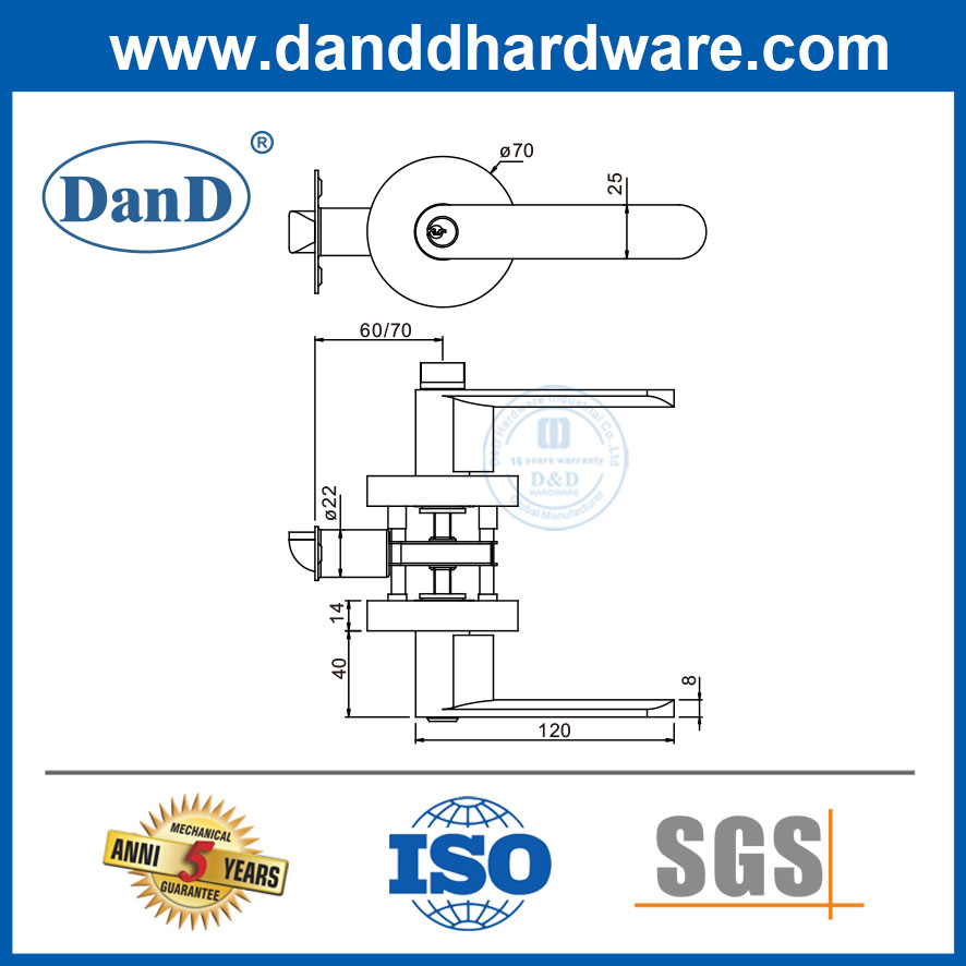 Khóa tay cầm hình ống Khóa đòn bẩy Khóa cửa ngoài chất lượng cao-DDLK017