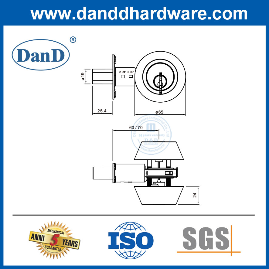 Bộ Khóa Cửa Bên Ngoài Xi Lanh Đôi Chốt Cửa Bằng Thép Không Rỉ-DDLK007