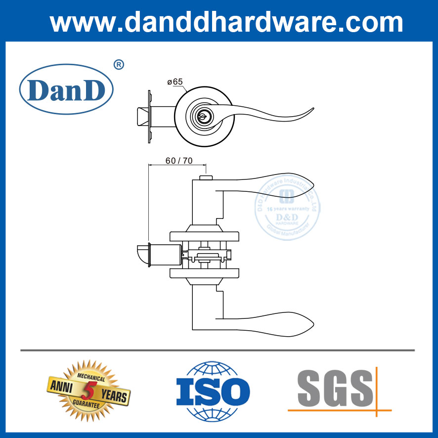 Bộ khóa bảo mật Bộ khóa đòn bẩy tiêu chuẩn màu đen mờ Phần cứng-DDLK024