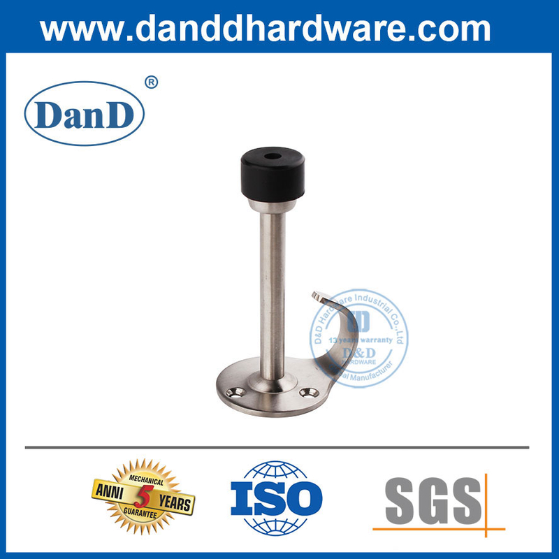 Chặn cửa cao su Chặn cửa bằng thép không gỉ Satin trên tường-DDDS017