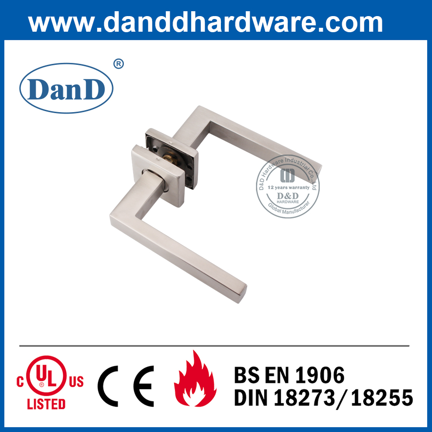 Tay Nắm Cửa Trang Trí Bạc 304 Vuông Hoa Hồng-DDTH020