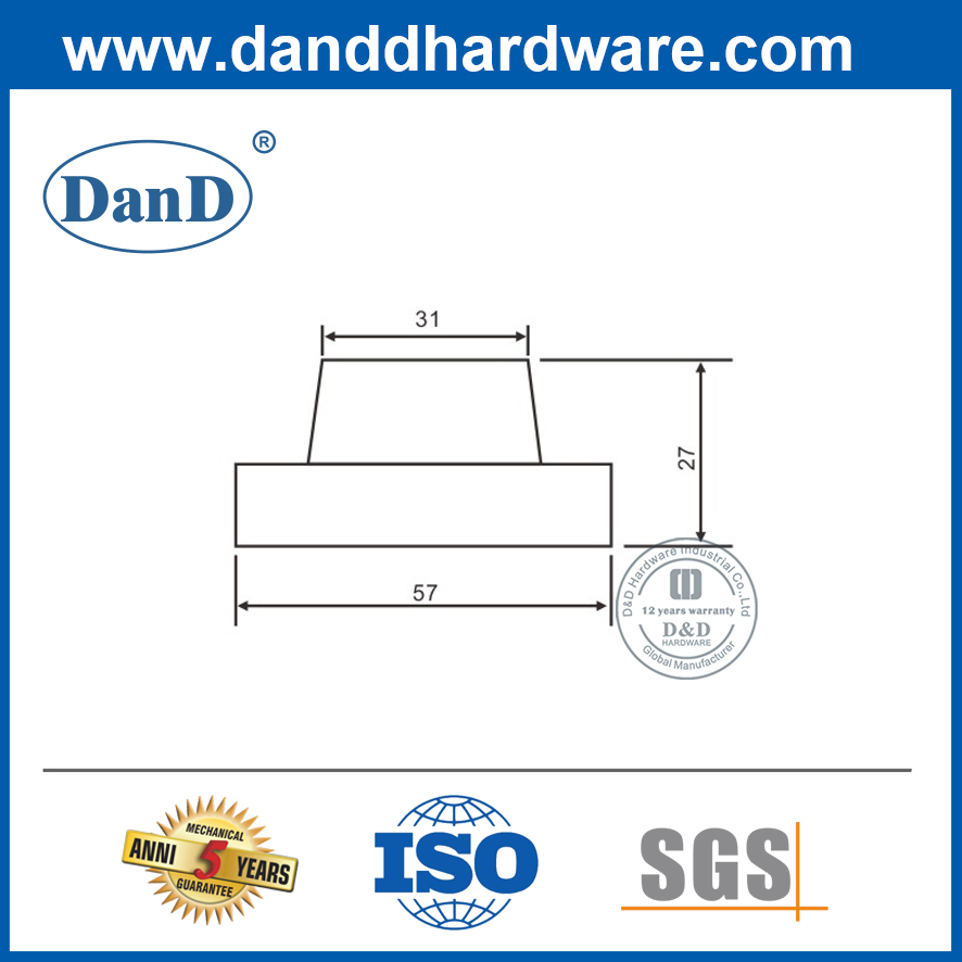 Núm cửa lõm treo tường bằng thép không gỉ Stooper-DDDS023