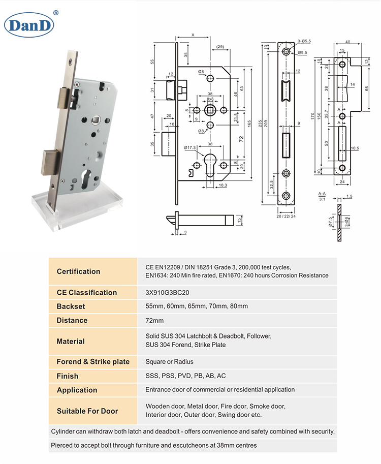 Phần cứng khóa lỗ mộng bằng đồng cổ-Châu Âu-D và D