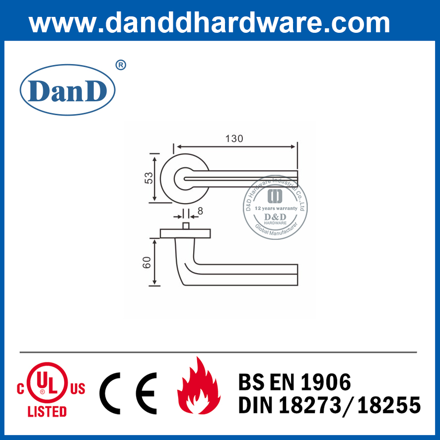 Tay nắm cửa đòn bẩy nặng bằng thép không gỉ 304 tiêu chuẩn Châu Âu-DDSH016