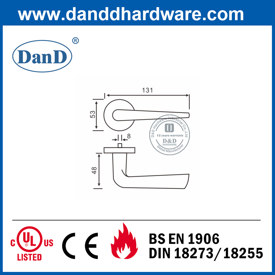 Tay nắm đòn bẩy cửa trước đôi SS304 hiện đại trên hình tròn Rose-DDSH022