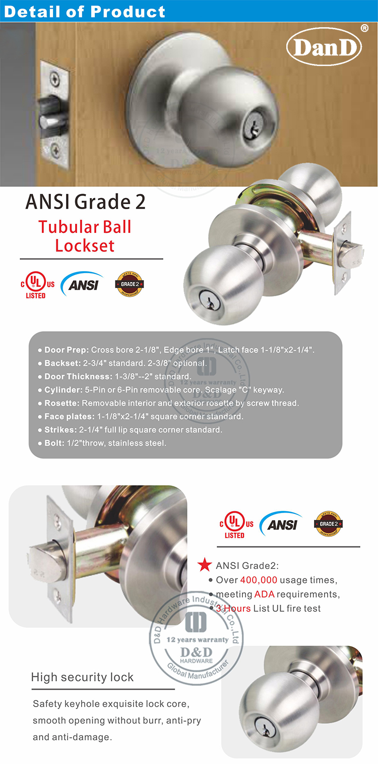 Khóa cửa kiểu Mỹ-DDLK012-D và D Phần cứng