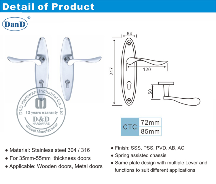 Tay cầm đòn bẩy trên phần cứng Door-D và D