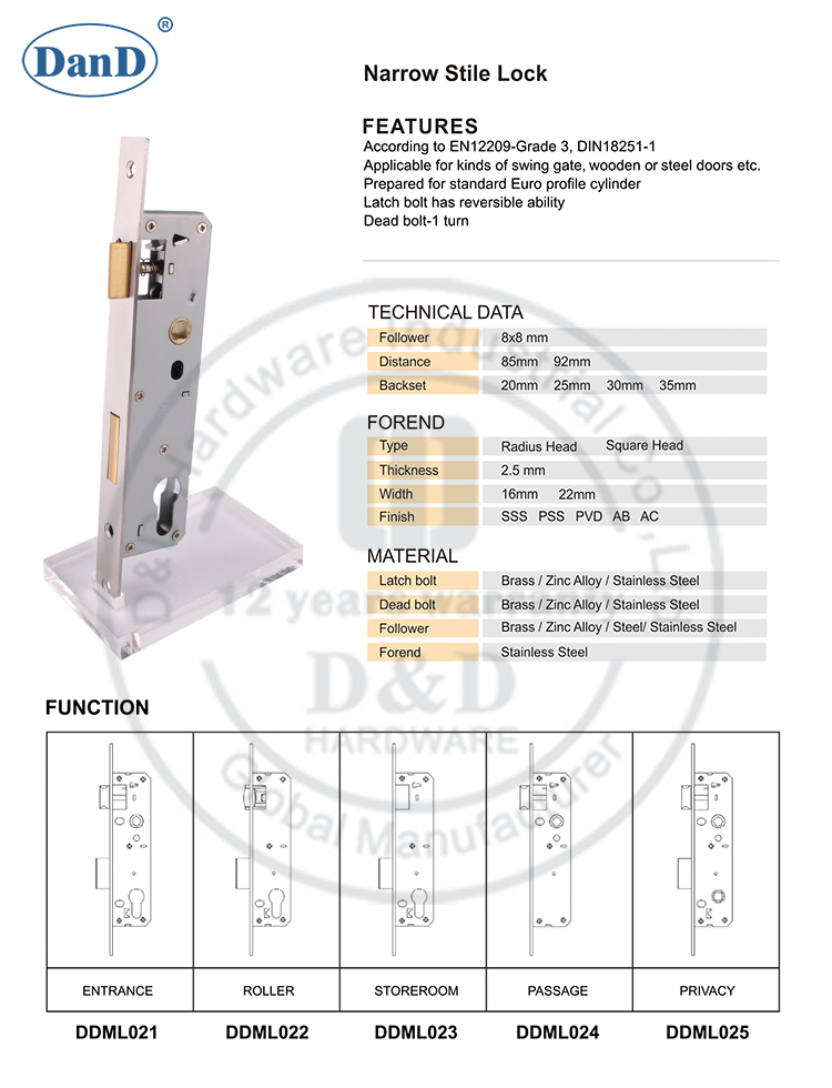 Phần cứng Mortise Lock-D và D tốt nhất