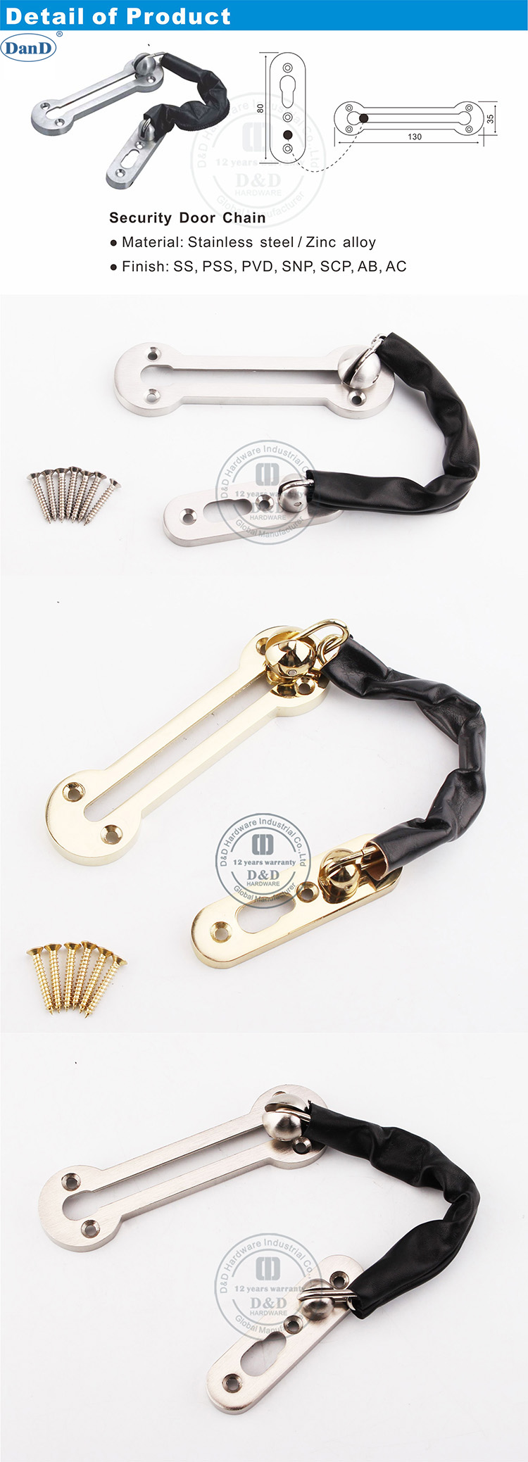 Xích Cửa Cho Cửa Gỗ-D và Phần Cứng D