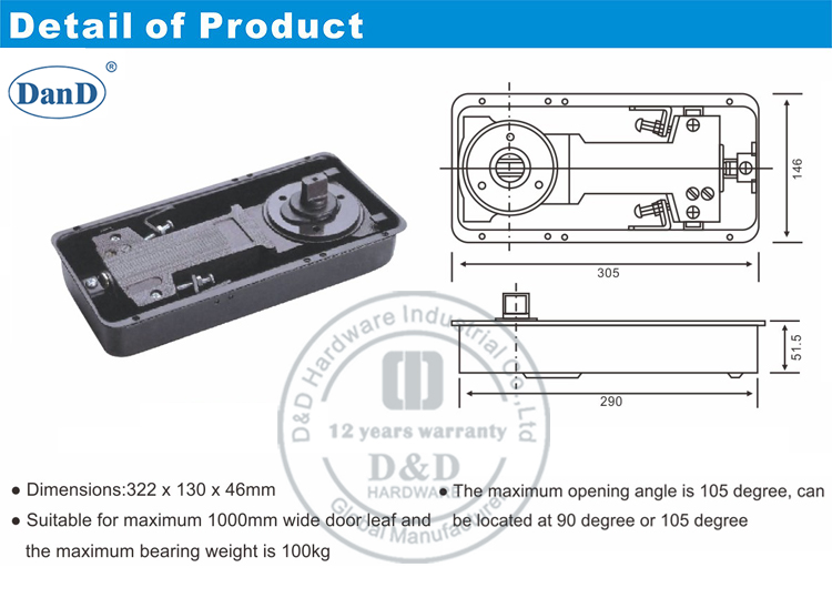 Phần cứng sàn thủy lực Spring-D và D