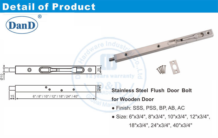 Phần cứng Flush Bolt-D và D hạng nặng