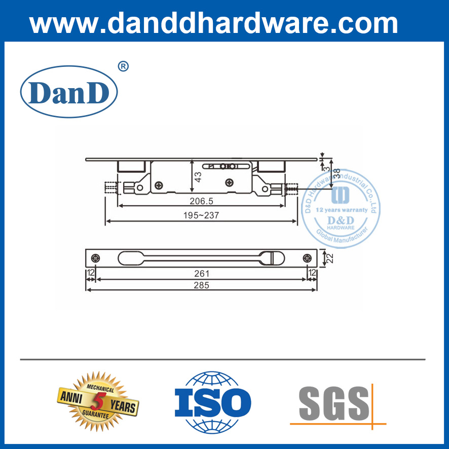 Chốt lò xo tác động kép bằng thép không gỉ cho cửa kim loại rỗng- DDDB022-B