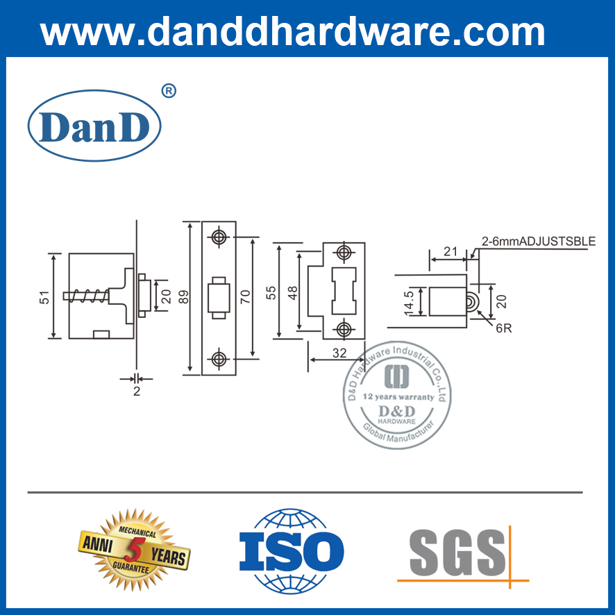 Con lăn có thể điều chỉnh bằng lò xo bằng thép không gỉ Catch-DDBC004