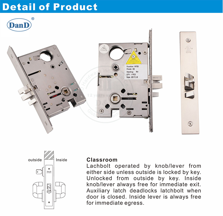 Phần cứng ANSI Mortice Lock-D và D