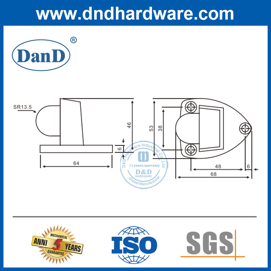 Nút chặn cửa cao su Hợp kim kẽm Nút chặn cửa bằng đồng cổ cho an toàn-DDDS029-B