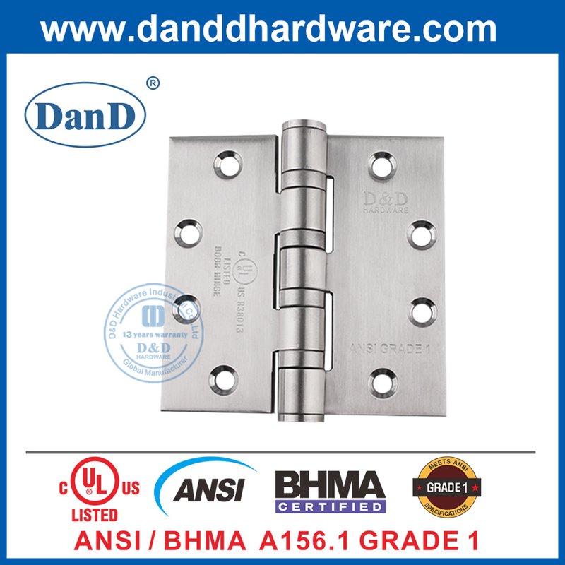 Bản lề cửa bên ngoài chịu lực nặng bằng bạc SUS304 UL ANSI cấp 1- DDSS001-ANSI-1-4.5x4.5x4.6