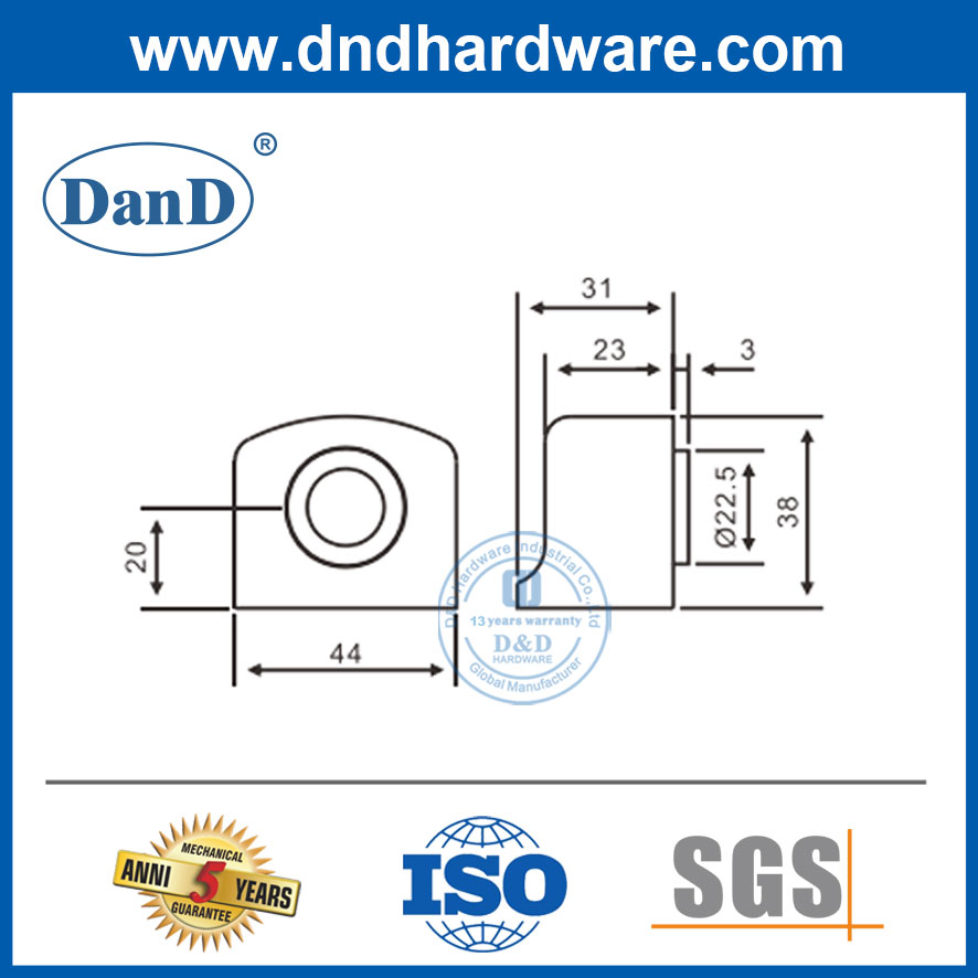 Chặn cửa ngoài trời bằng hợp kim kẽm Chặn cửa từ tính màu bạc cho Door-DDDS032