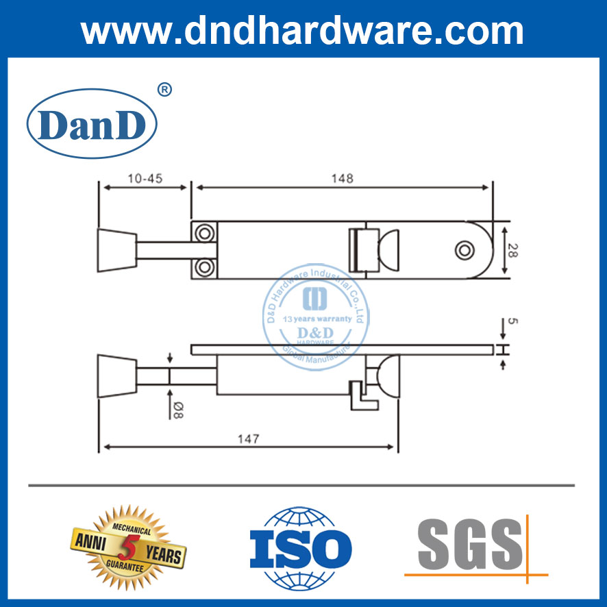 Thép không gỉ Đồng thau cổ bằng lò xo chân vận hành Cửa chặn cửa thương mại Mouneted-DDDS034