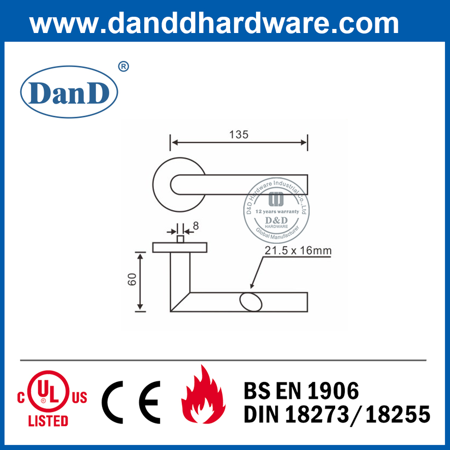 Tay nắm đòn bẩy cửa rỗng nội thất hiện đại bằng thép không gỉ 304-DDTH026