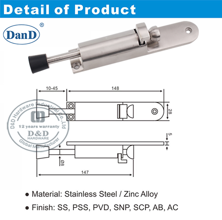 Phần cứng chặn cửa lò xo-D và D