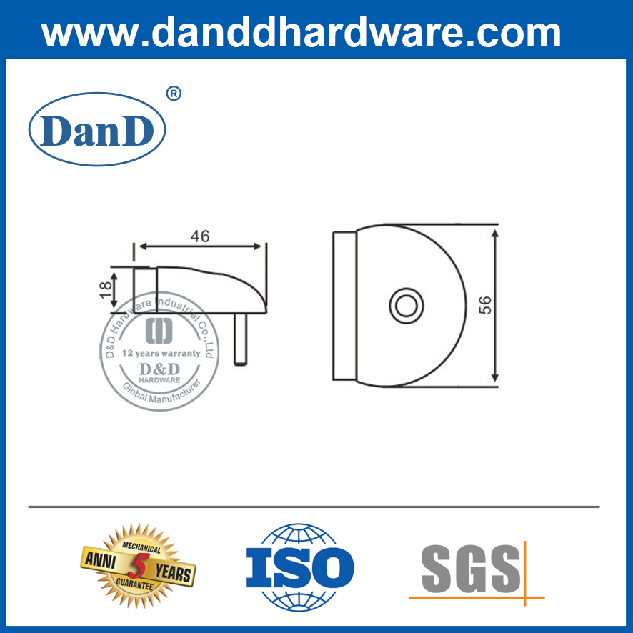 Nút chặn cửa gấp cao su đương đại bằng thép không gỉ-DDDS014