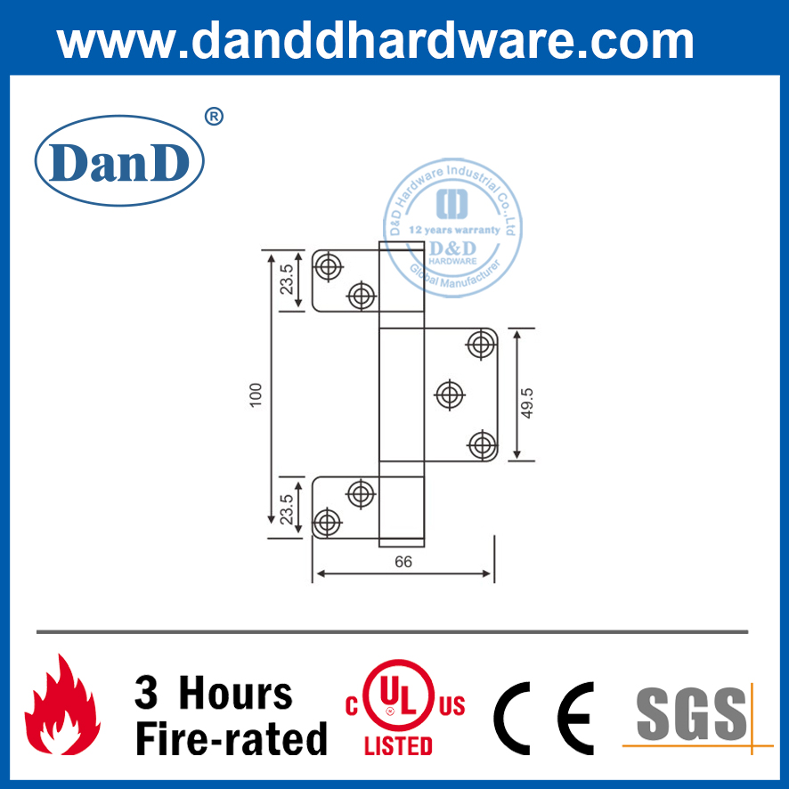 Bản lề cửa gấp ba lá loại 304-DDSS042