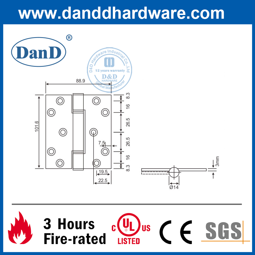 Bản lề vòng đệm đôi bằng thép không gỉ 201 -DDSS039