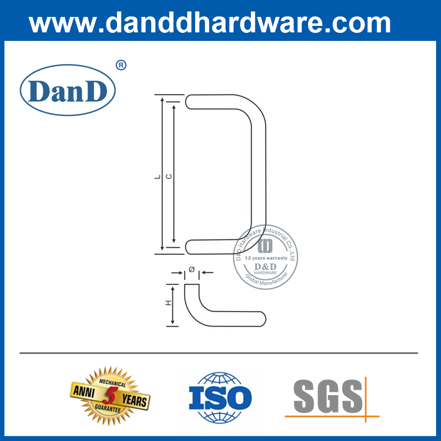 Tay nắm kéo có quay màu bạc SUS304 hiện đại cho cửa kính trang trí-DDPH005