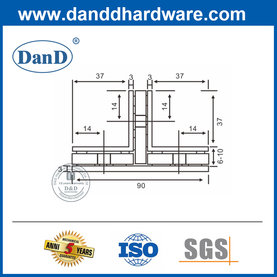 Kẹp kính phòng tắm bằng thép không gỉ màu bạc đặc biệt-DDGC007