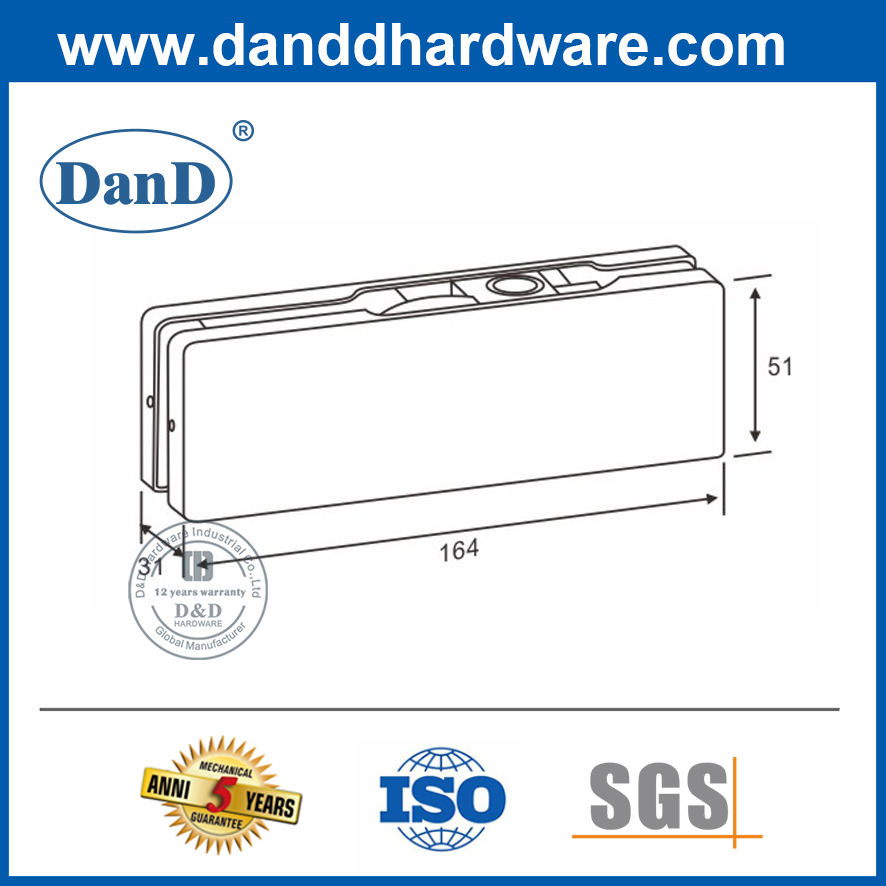 Miếng dán trên cùng bằng thép không gỉ 304 cho cửa kính văn phòng-DDPT003